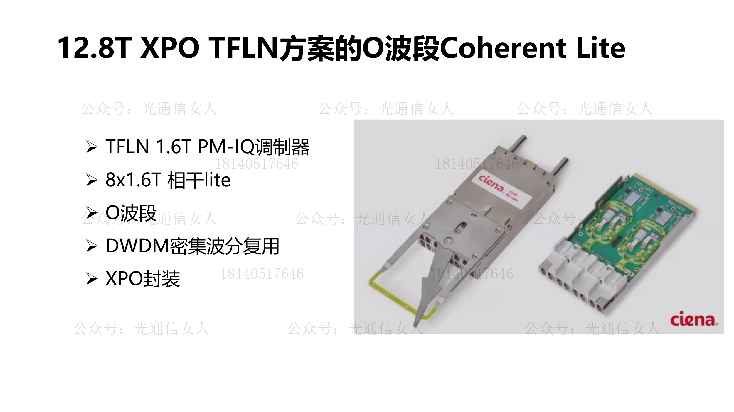 Y12T90 Ciena：TFLN的12.8T XPO 相干Lite光模块